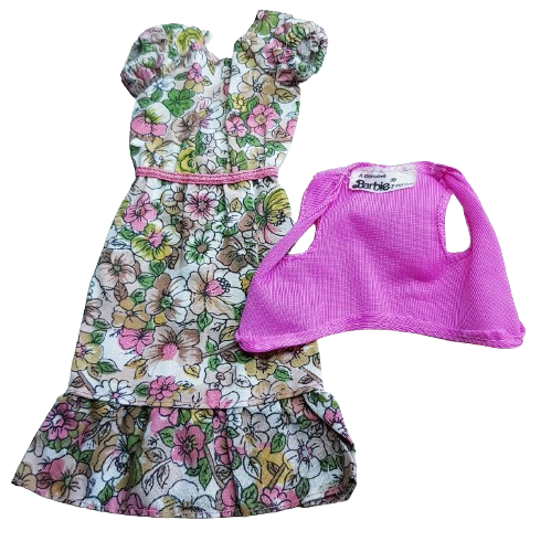 Barbie Floral Dress Pink Vest #1008 - KOMPLETT