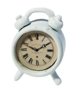 Klocka - bordsur - vit