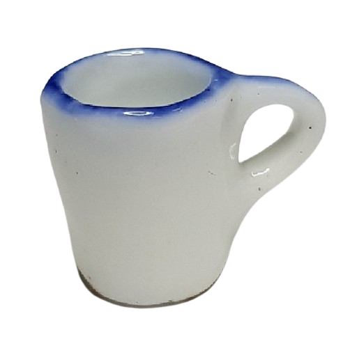 Kaffemugg - vit med blå rand