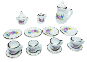 Kaffeservis - rosa blommor