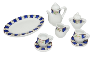 Kaffeservis - blå dekor