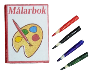 Målarbok och pennor