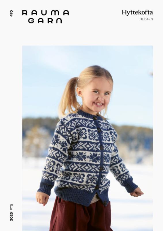 470 Hyttekofta till barn - Rauma mönsterblad