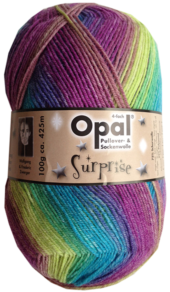 Blå regnbåge - Opal surprise sockgarn 100g