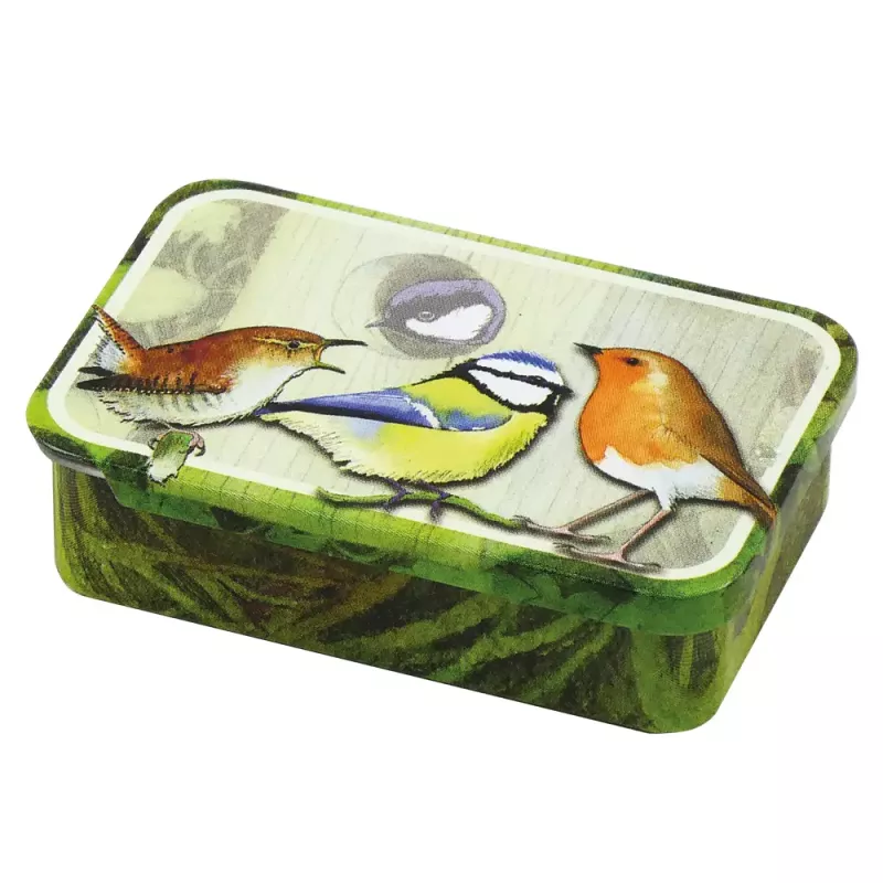 Småfåglar - plåtask 4x6cm