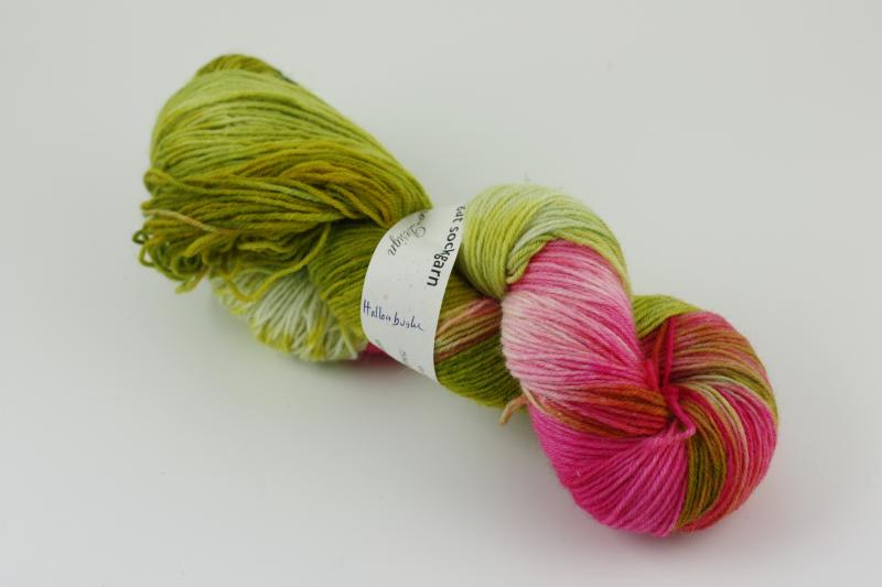 Hallonbuske - handfärgat sockgarn 100g
