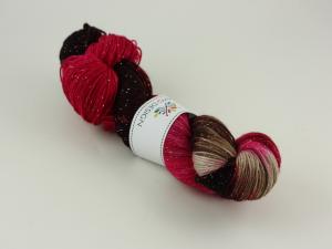 Jordgubbar & choklad - sockgarn glitter 100g