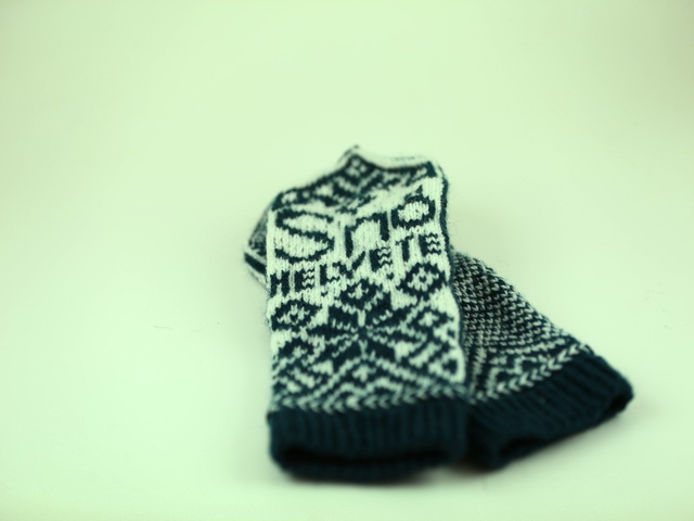 Snöhelvete! - handstickade damvantar petrol/vit