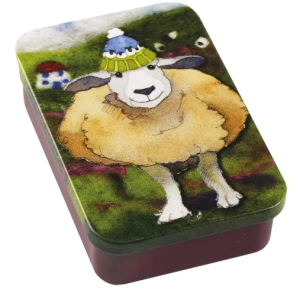 Happy sheep - plåtask 4x6cm