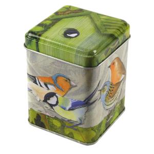 Småfåglar - plåtburk  9x7cm