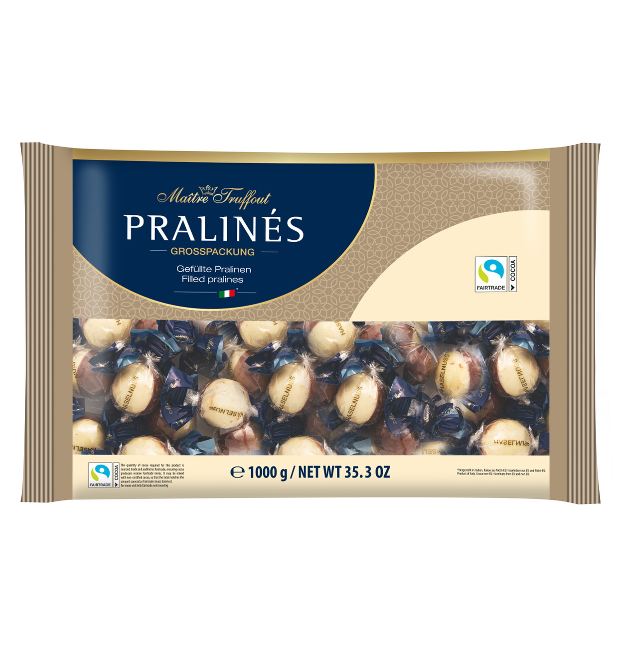 Pralines Duo with hazelnut cream filling Maître Truffo (6 x 1kg)