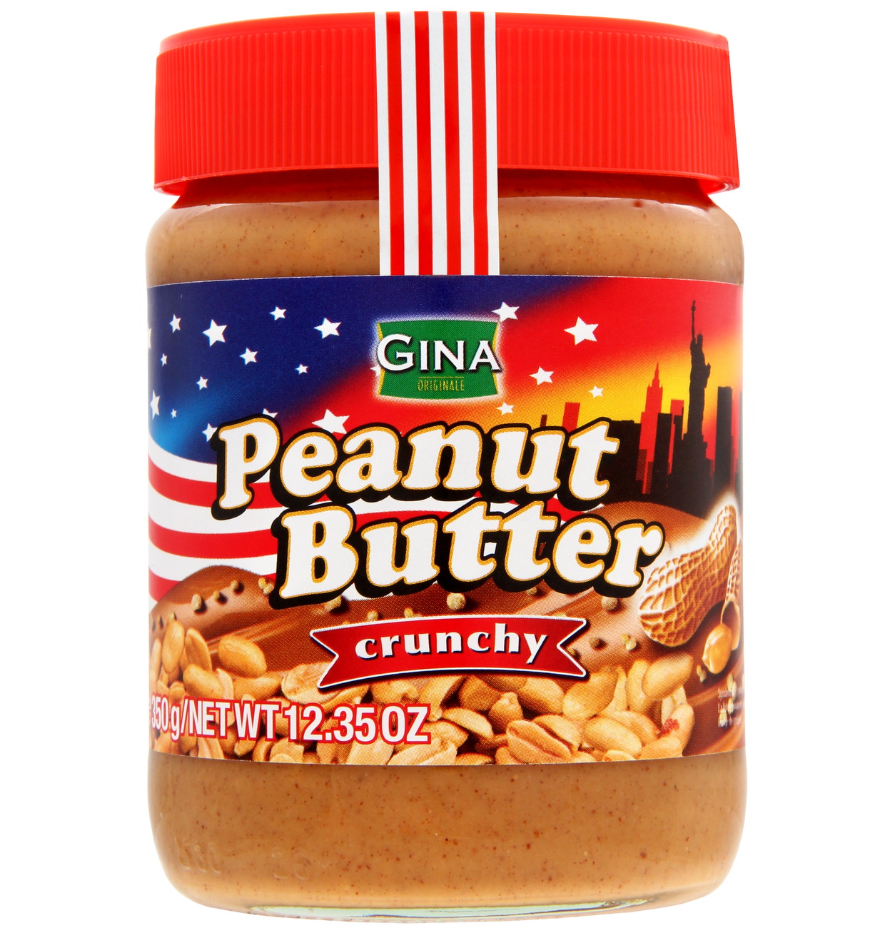 Peanut Butter crunchy glas Gina (12 x 350g)