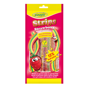 Strawberry flavoured candy with sour sugar coating (18 x 80g)