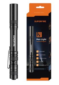 Ficklampa Slim Pen L28 LED alu m. clips, 121 Lumen
