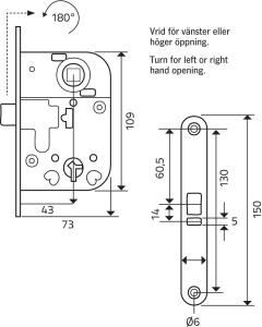 Låshus 72014 Innerdörr Mattkrom