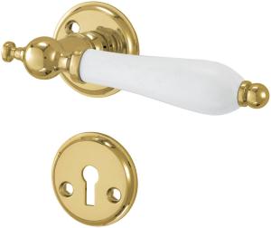 Innerdörrhandtag Laurin med nyckelskylt Mässing/Vit
