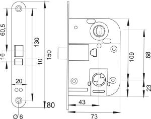 Låshus 72016 Innerdörr Krom