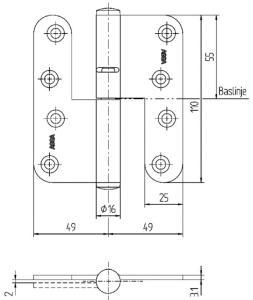 Gångjärn 3228 Elförzinkat Höger 2-pack 110mm