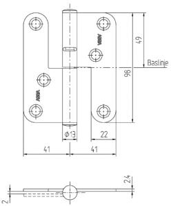 Lyftgångjärn 3220 Elförzinkat Höger 2-pack 100mm