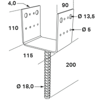 Stolphållare CSU 115x90x4mm CE FAST
