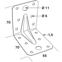 Vinkelbeslag ABXR 70x70x1,5x55mm MF FAST