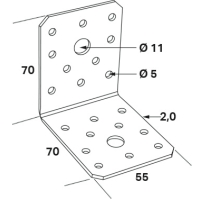 Vinkelbeslag ABY 70x70x2,0x55mm UF FAST