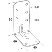 Vinkelbeslag ABZR 80x60x2,0x40mm FAST