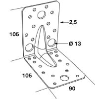 Vinkelbeslag ABXR 105x105x2,5x90mm MF FAST