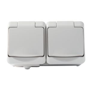 Vägguttag 2-V IP44 Alpinvit Jord BÅREBO