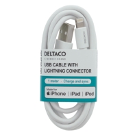 Kabel Lightning 1m Vit Deltaco