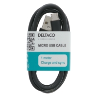 Kabel Micro USB 1m Svart Deltaco