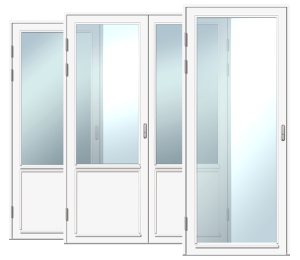 FÖNSTERDÖRR TVD 8X20/12 HÖGERHÄNGD VIT LINJERAR MED VRID 3-GLAS ISOLERRUTA