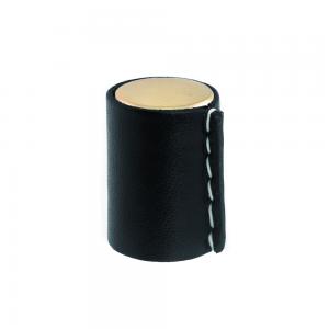 Leather knob Brass & Black