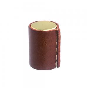 Leather knob Brass & Cognac