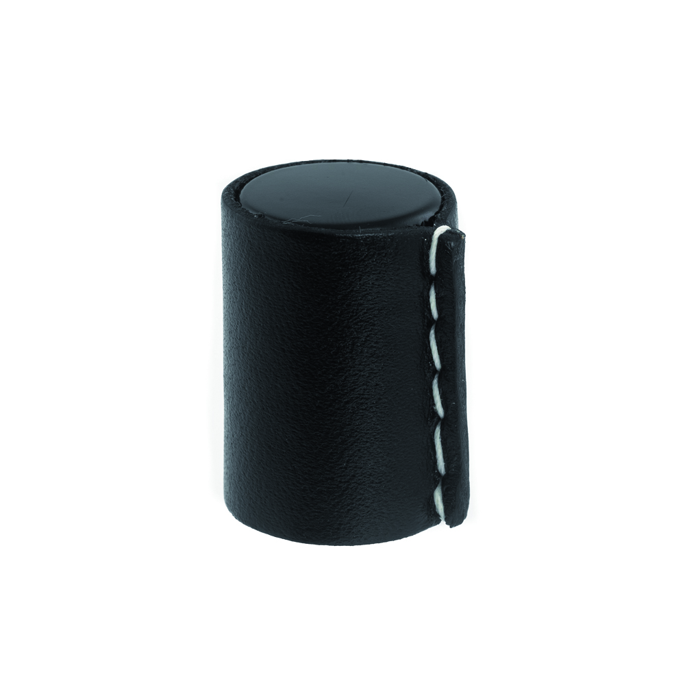 Leather knob Black metal Black leather