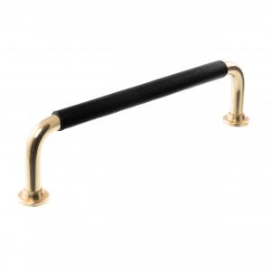Leather handle 1353 Brass & Black Wrapped
