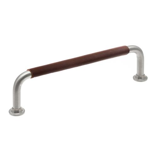Leather handle 1353 Brushed nickel & Brown Wrapped