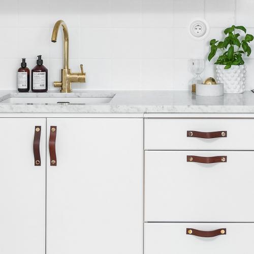 Leather handle Brown & Brass