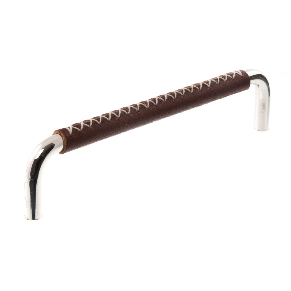 Leather handle 7353 X-stitches Brown Nickel