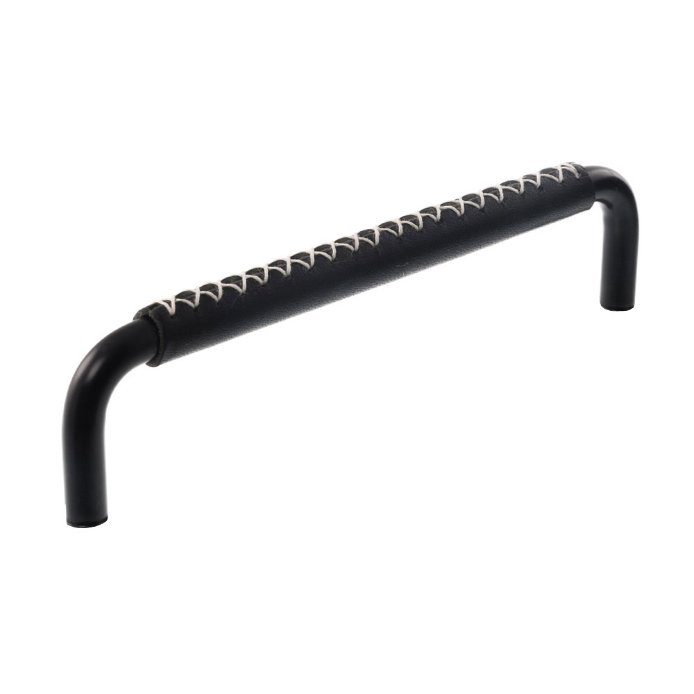 Leather handle 7353 X-stitches Black & Black