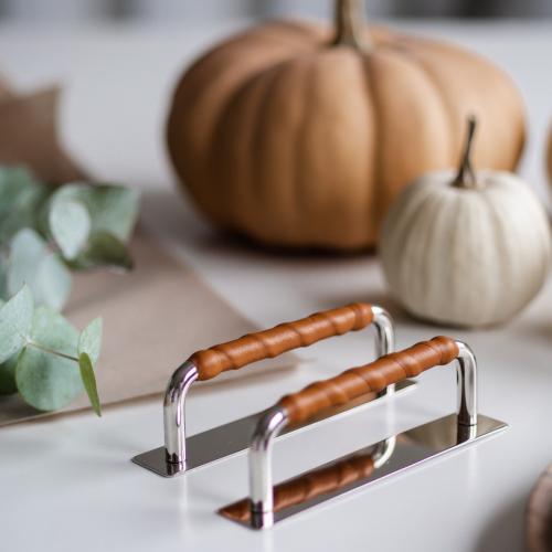 Leather handle Ullevi  Nickel Cognac