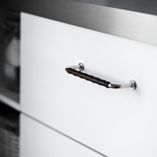 Leather-wrapped handle 1353 Nickel & Brown