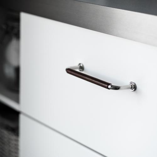 Leather handle 1353 Nickel & brown Wrapped