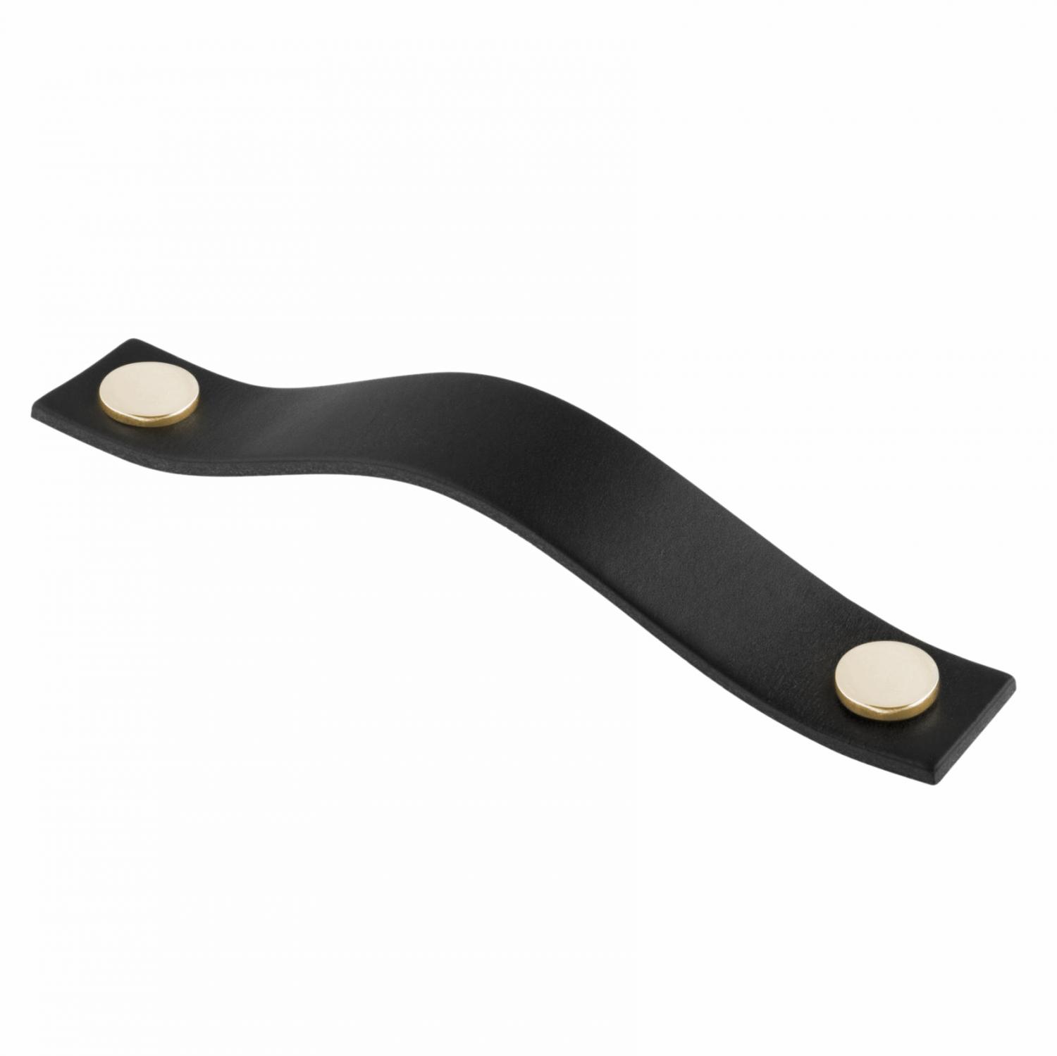 Läderhandtag Svart & Mässing