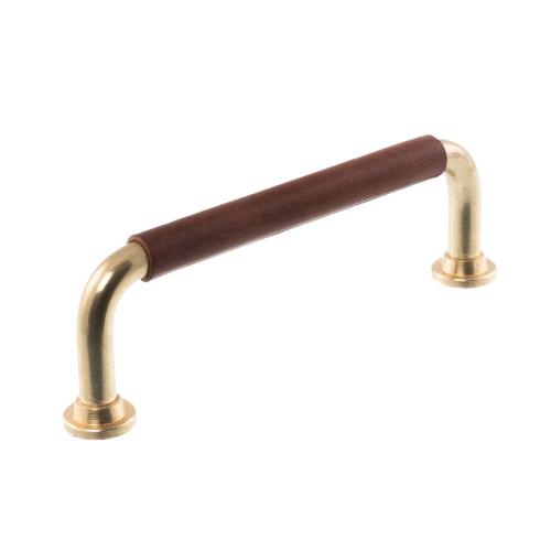 Leather handle 1353 Brass & Brown Wrapped