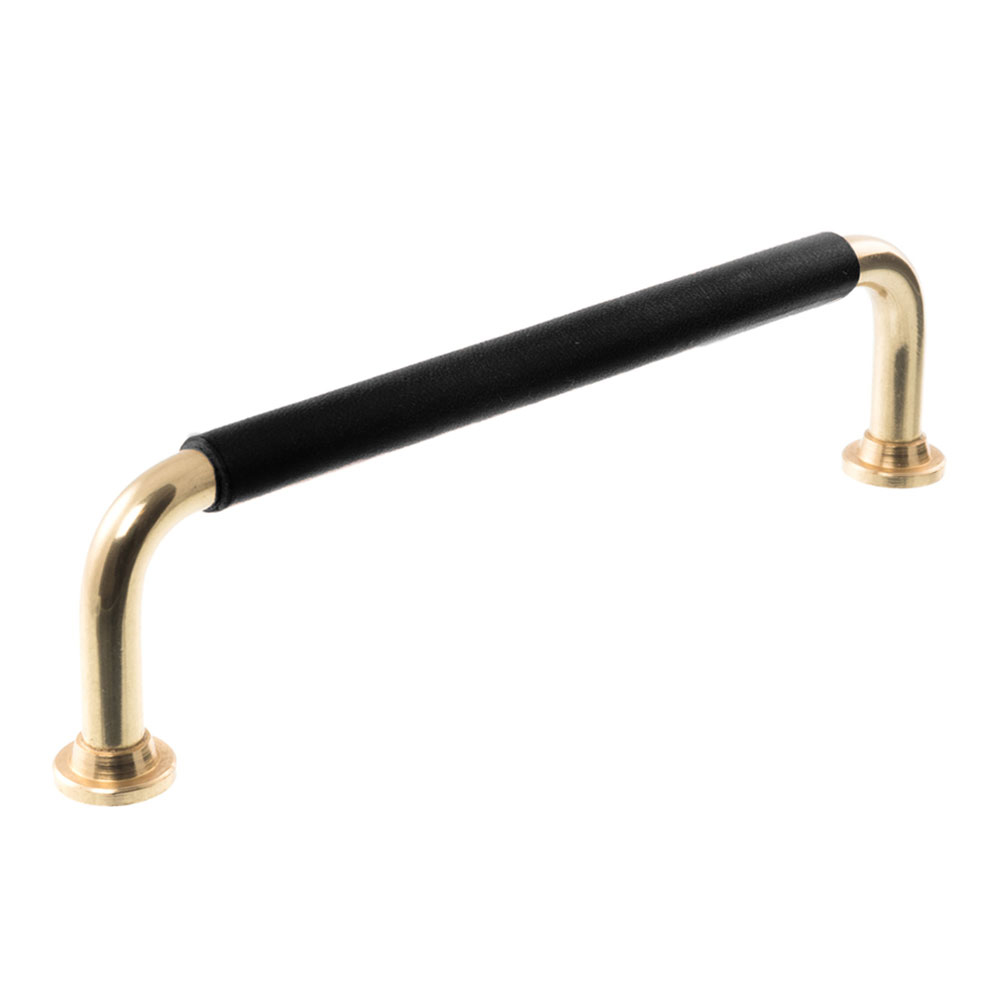 Leather handle 1353 Brass & Black Wrapped