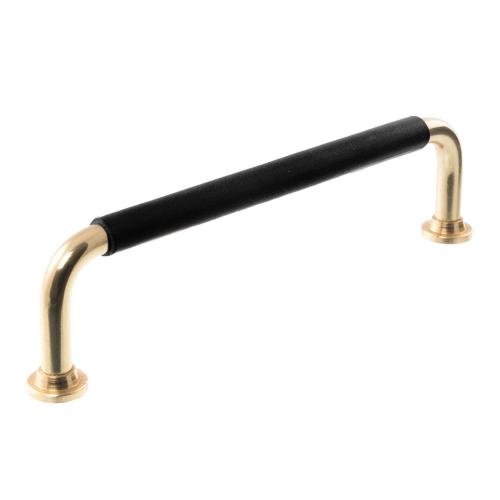 Leather handle 1353 Brass & Black Wrapped