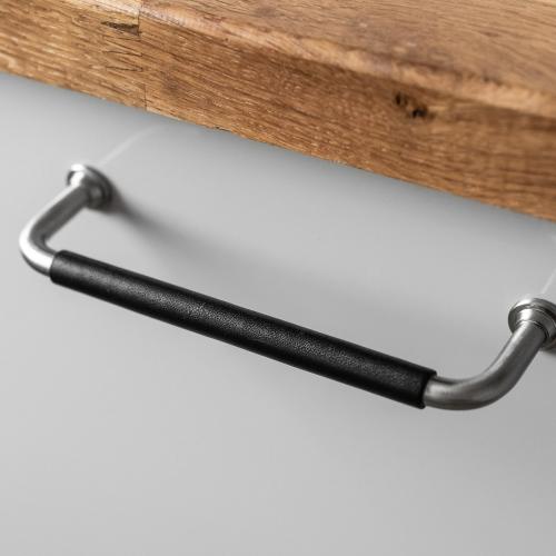 Leather handle 1353 Brushed nickel & Black Wrapped