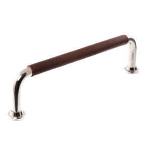 Leather handle 1353 Nickel & brown Wrapped