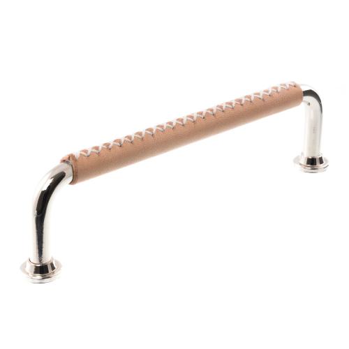 Leather handle 1353 X-stitches Nickel & Nature